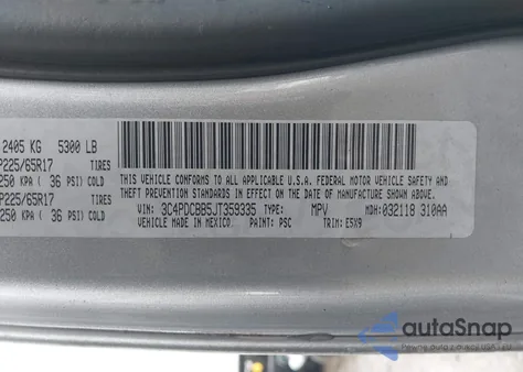 2018 Dodge Journey Sxt z USA, uszkodzony, nr VIN 3C4PDCBB5JT359335